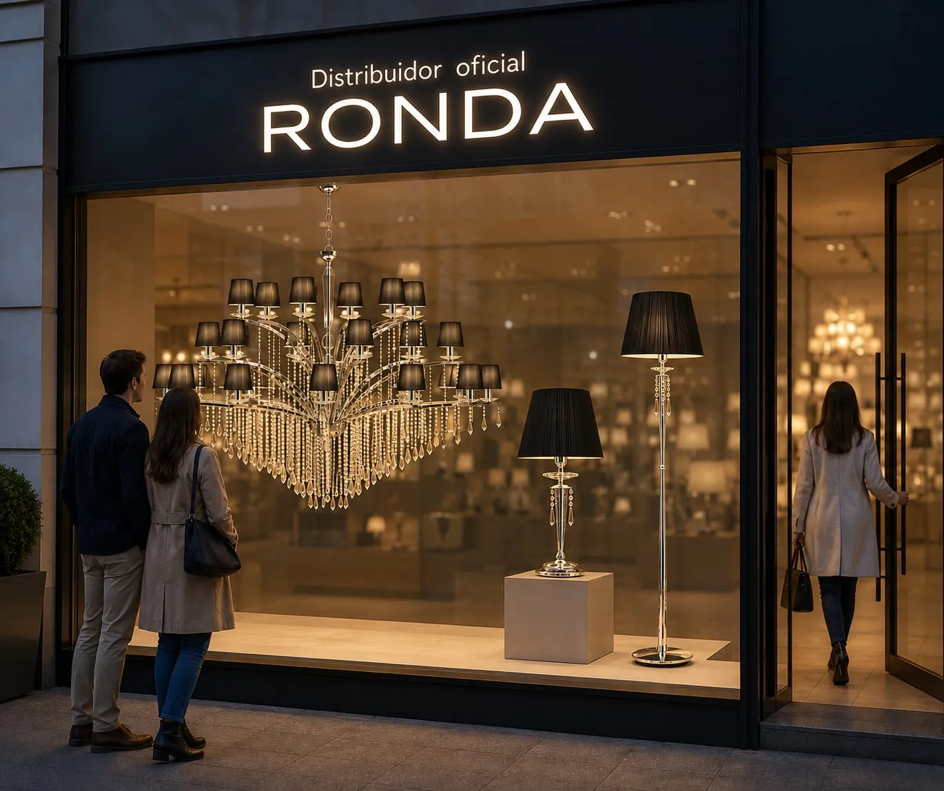 Local de iluminación con luminarias Ronda en exhibición