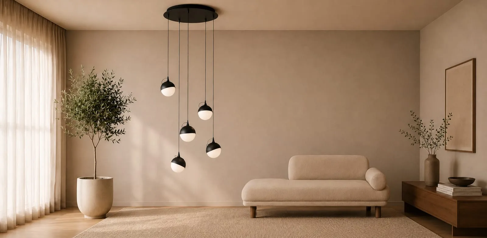 Colgante Lio de cabezales orientables sobre un living