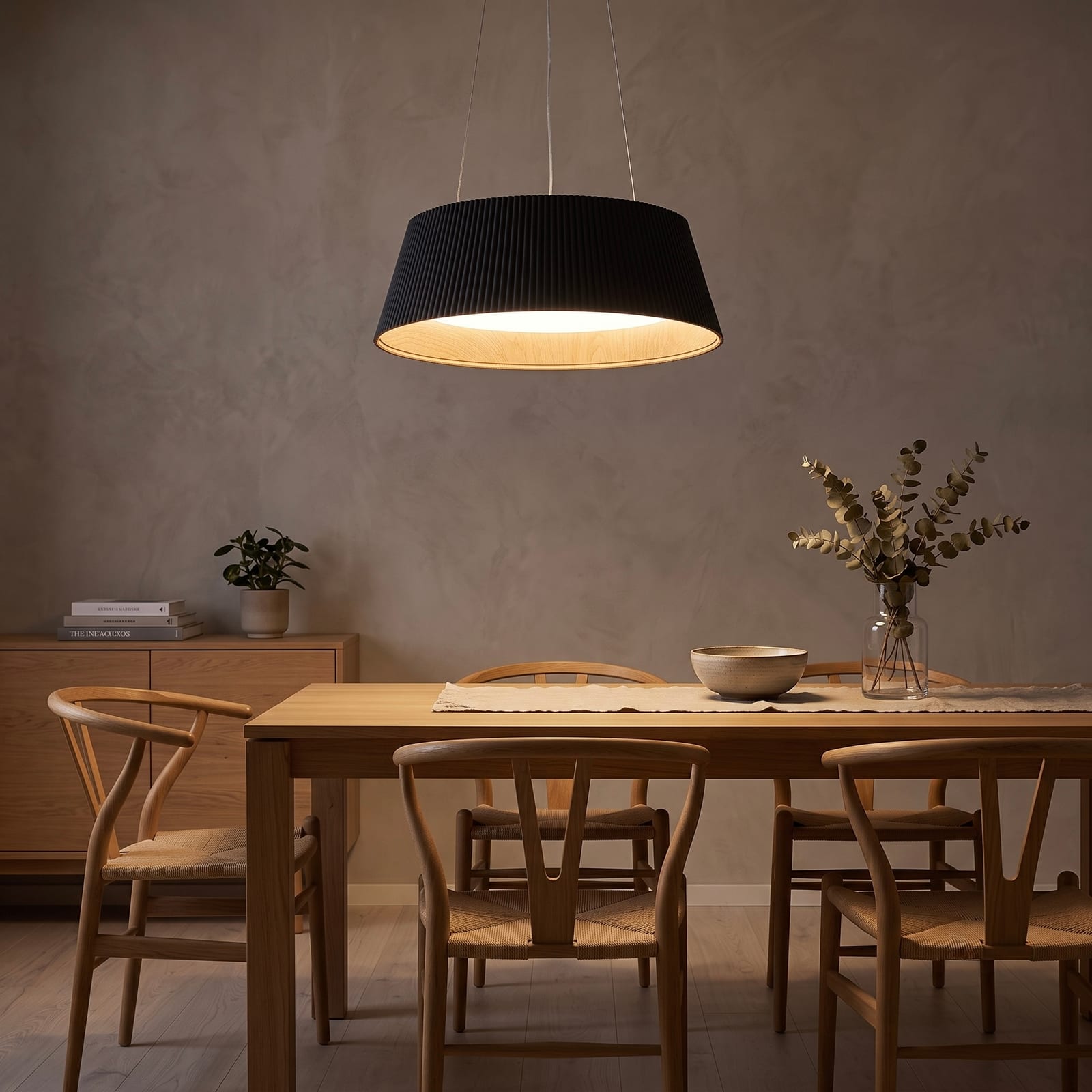 Julia colgante sobre una mesa de comedor